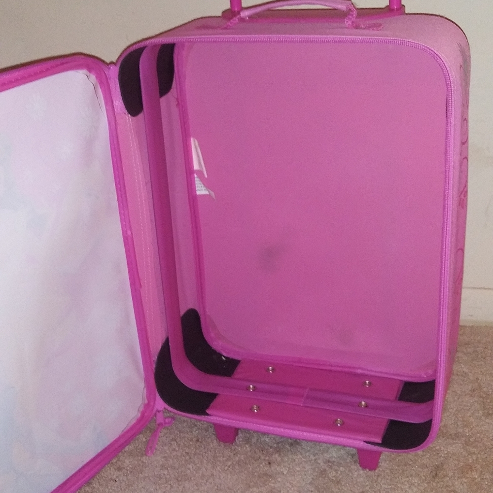 Disney Princess Rolling Suitcase Pink Carry-on Kid-friendly Luggage Excellent - Picture 11 of 12